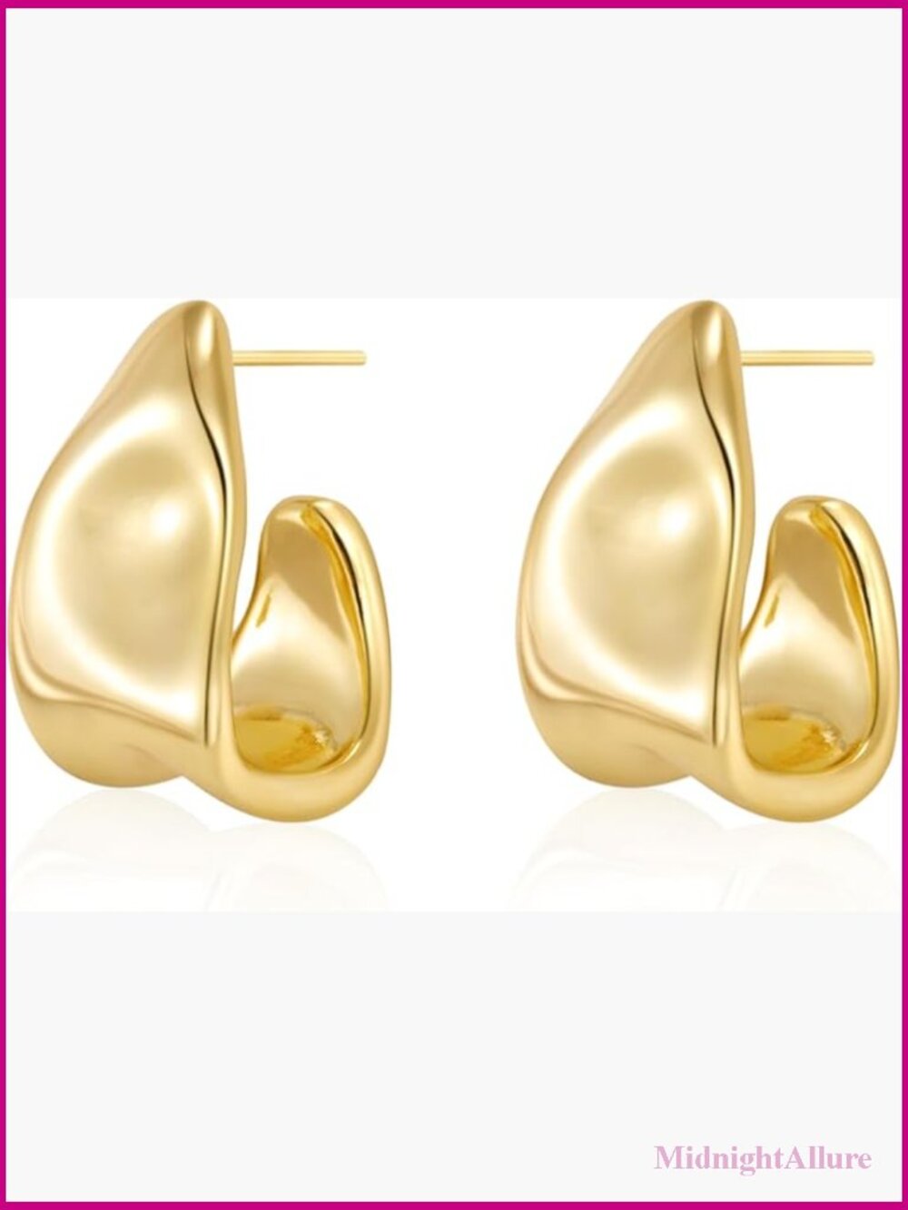 Chunky 14k Gold Plated Stud Earrings - Hypoallergenic Statement Jewelry
